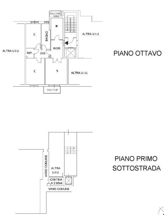 Planimetria 1 di Trilocale a Milano Solari